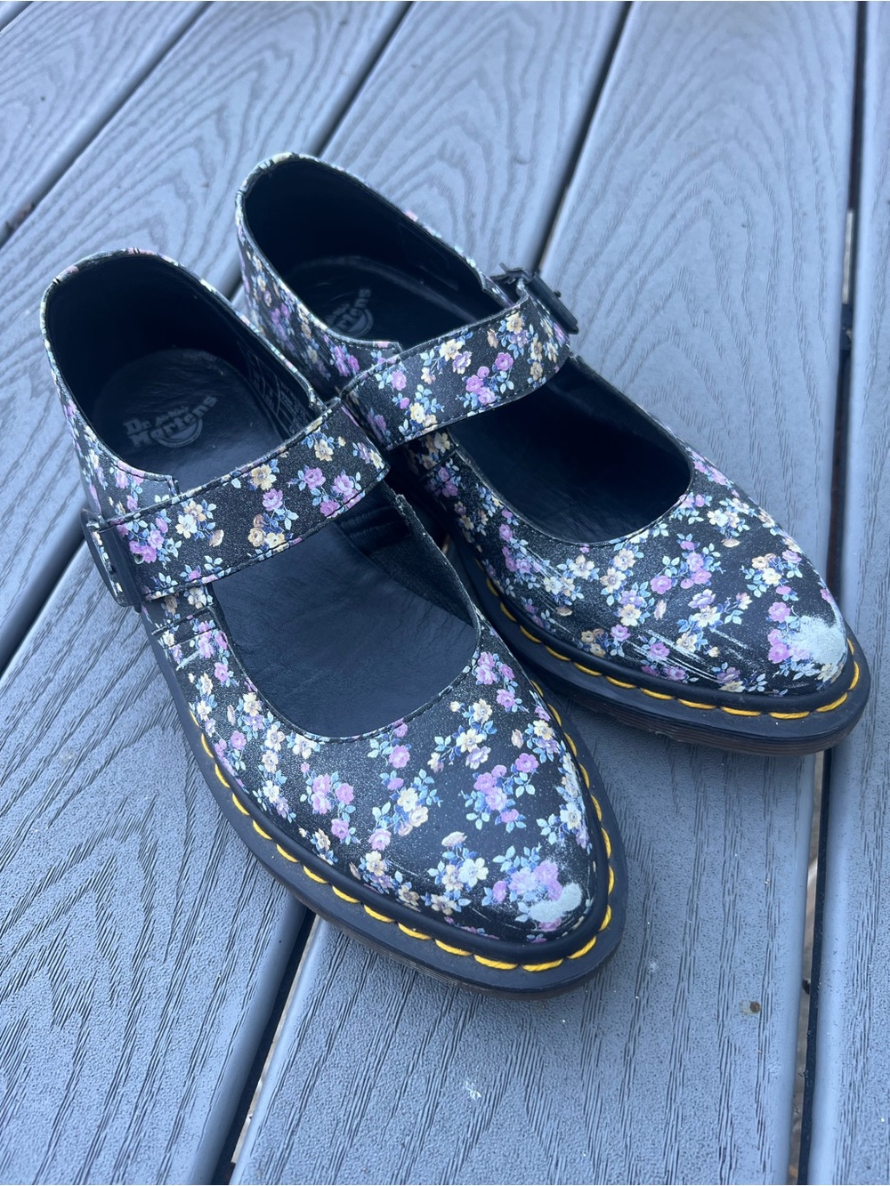 Rare Vintage Dr. Martens 9026 Pointed Toe Floral Mary Janes - Women's 8